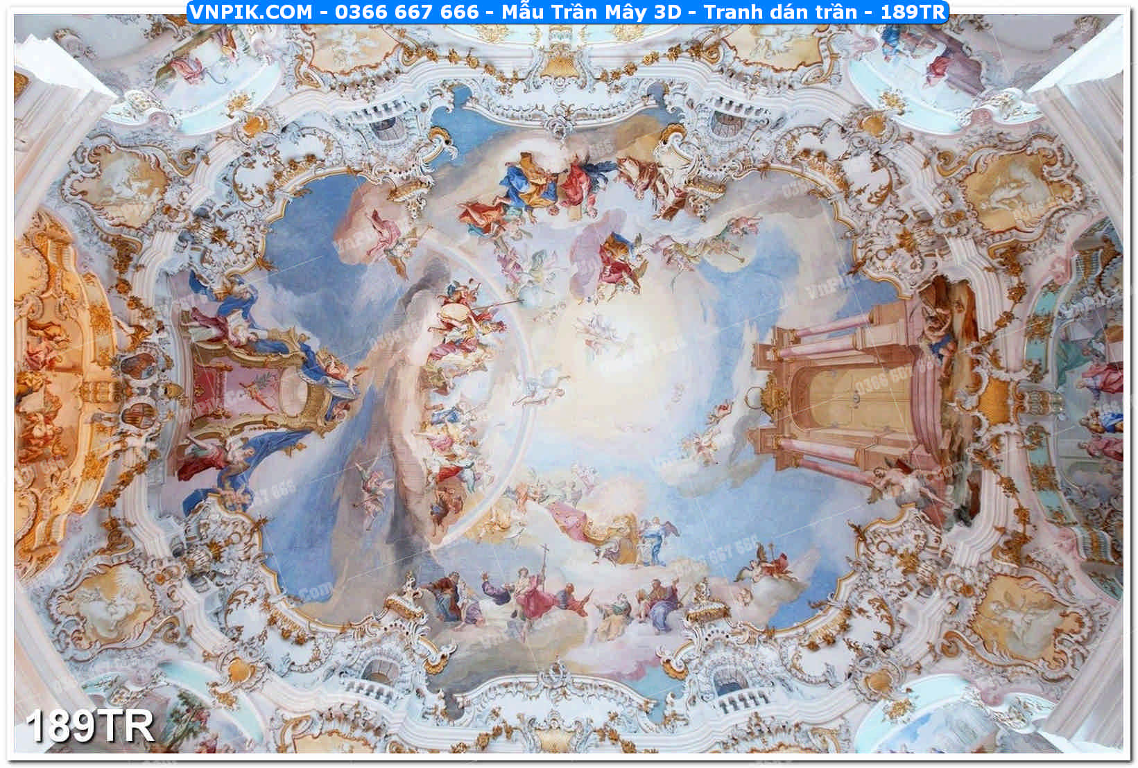 Mẫu Trần Mây 3D – Tranh dán trần 189TR
