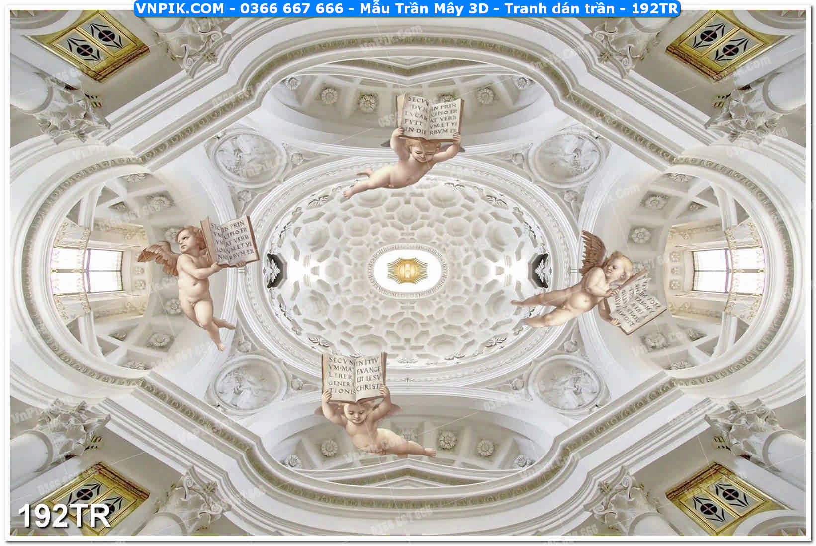 Mẫu Trần Mây 3D – Tranh dán trần 192TR