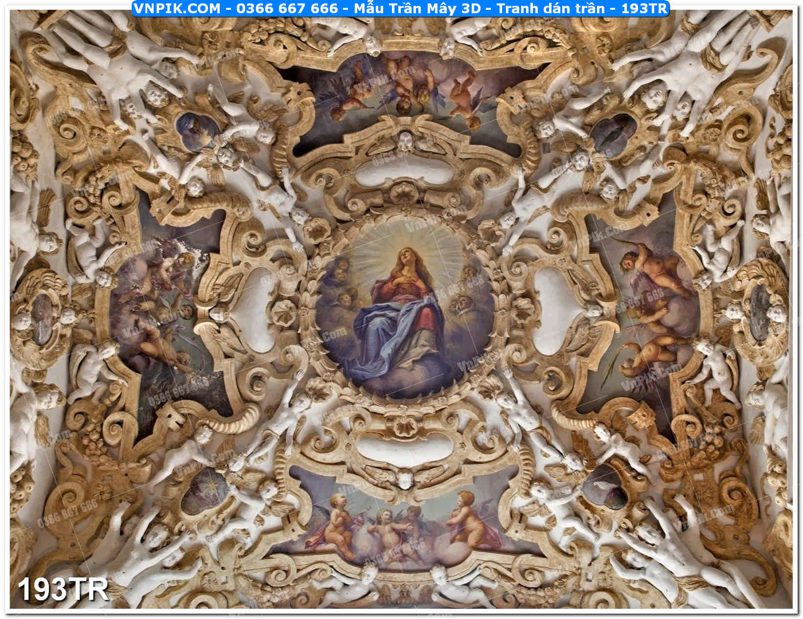 Mẫu Trần Mây 3D – Tranh dán trần 193TR