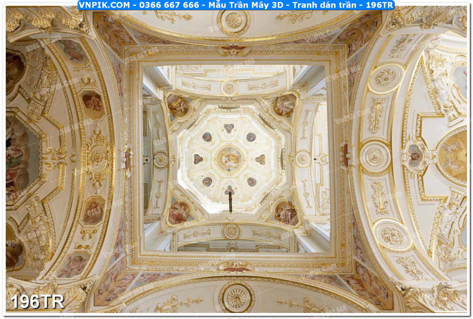 Mẫu Trần Mây 3D – Tranh dán trần 196TR