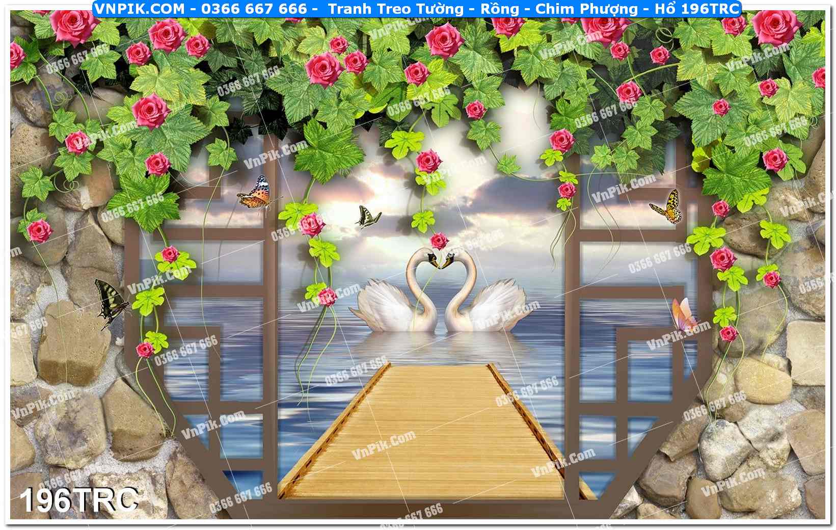 Tranh Treo Tường – Rồng – Chim Phượng – Hổ 196TRC