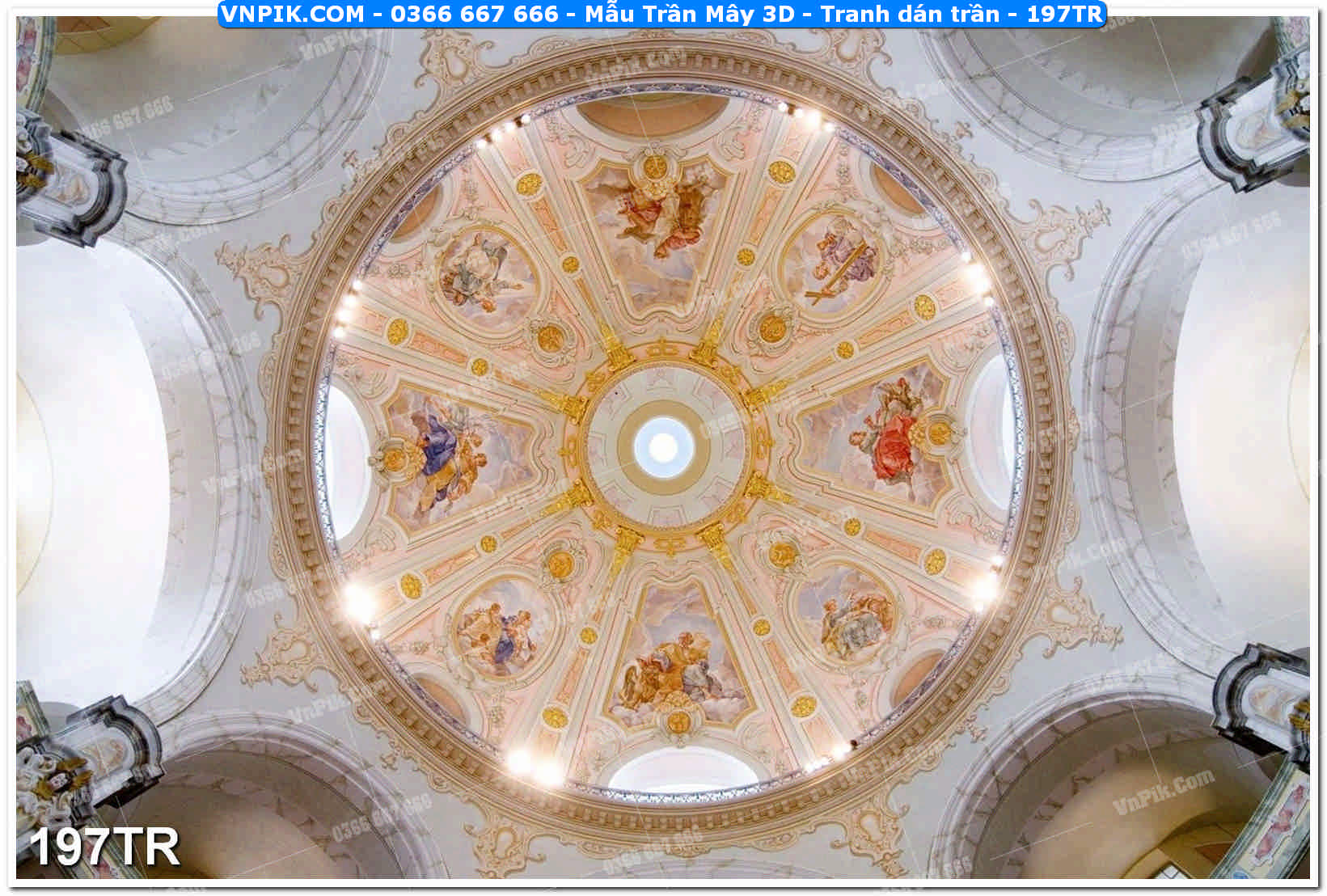 Mẫu Trần Mây 3D – Tranh dán trần 197TR