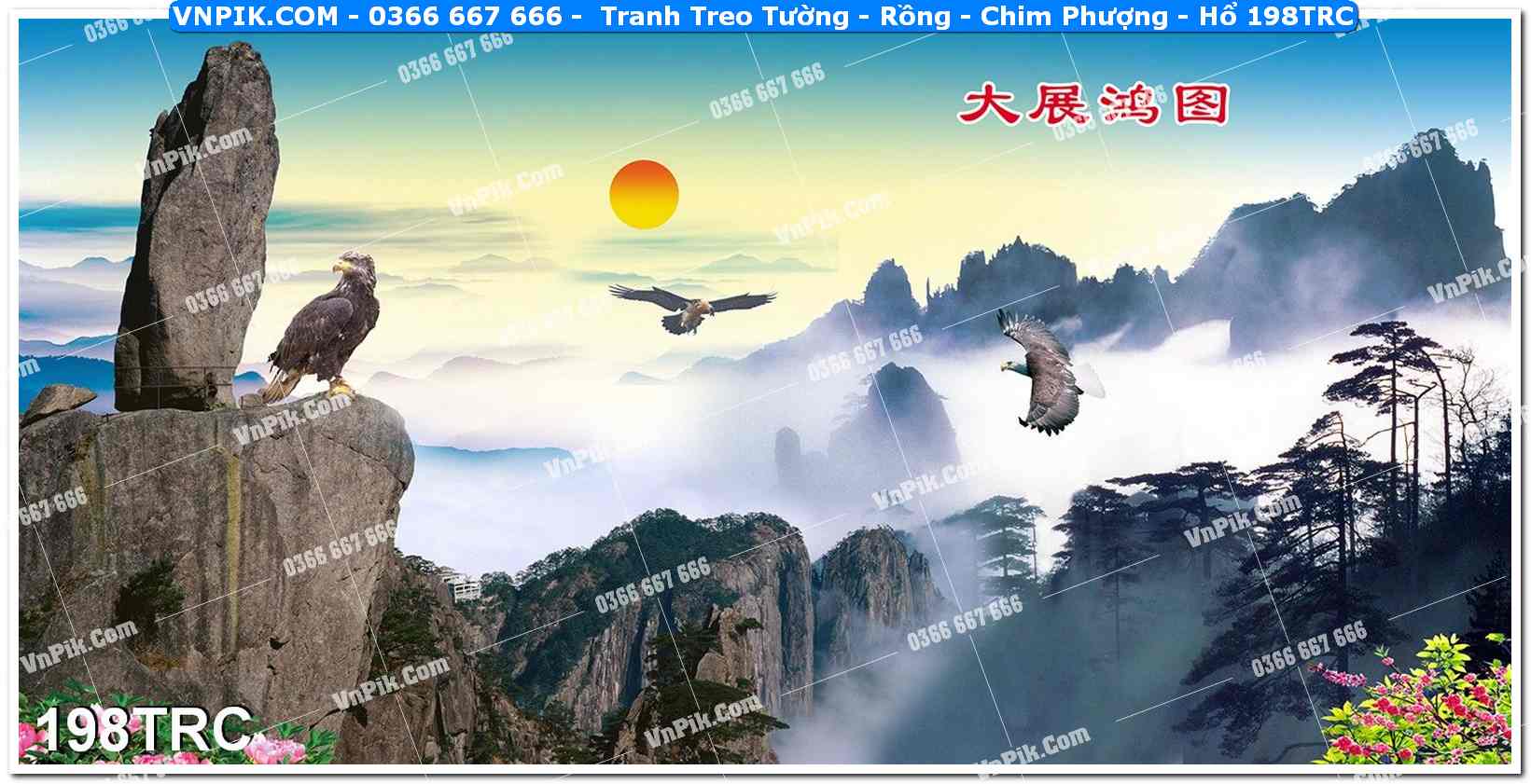 Tranh Treo Tường – Rồng – Chim Phượng – Hổ 198TRC