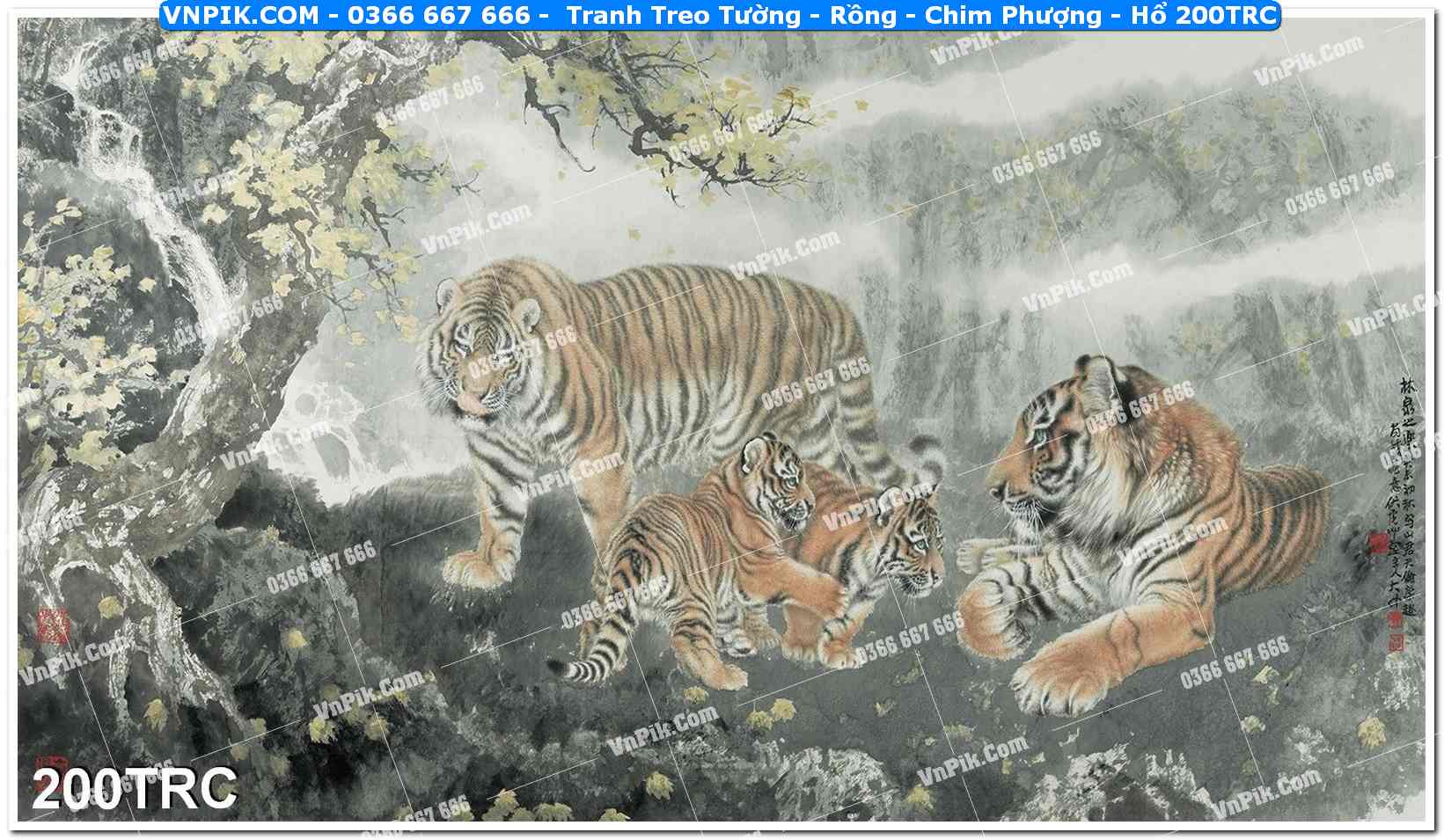 Tranh Treo Tường – Rồng – Chim Phượng – Hổ 200TRC