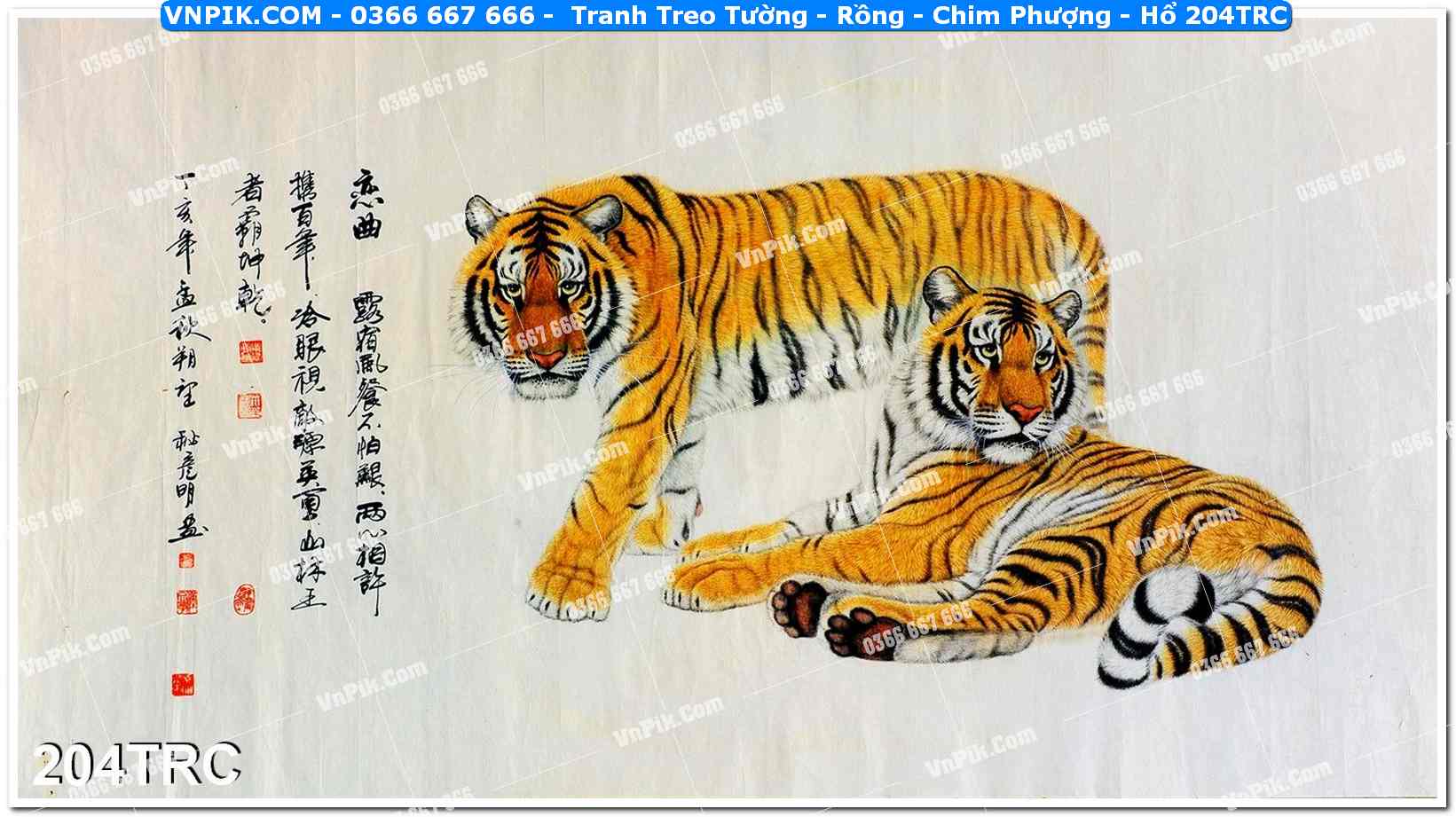 Tranh Treo Tường – Rồng – Chim Phượng – Hổ 204TRC