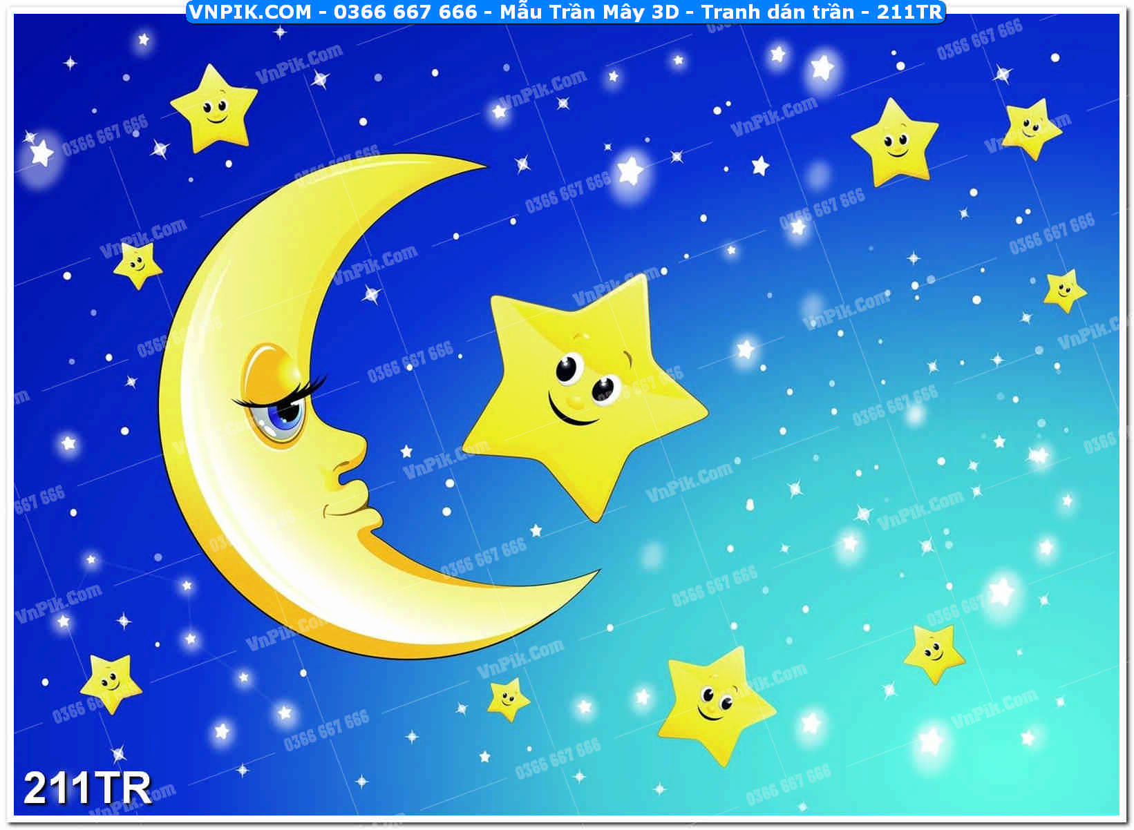 Mẫu Trần Mây 3D – Tranh dán trần 211TR