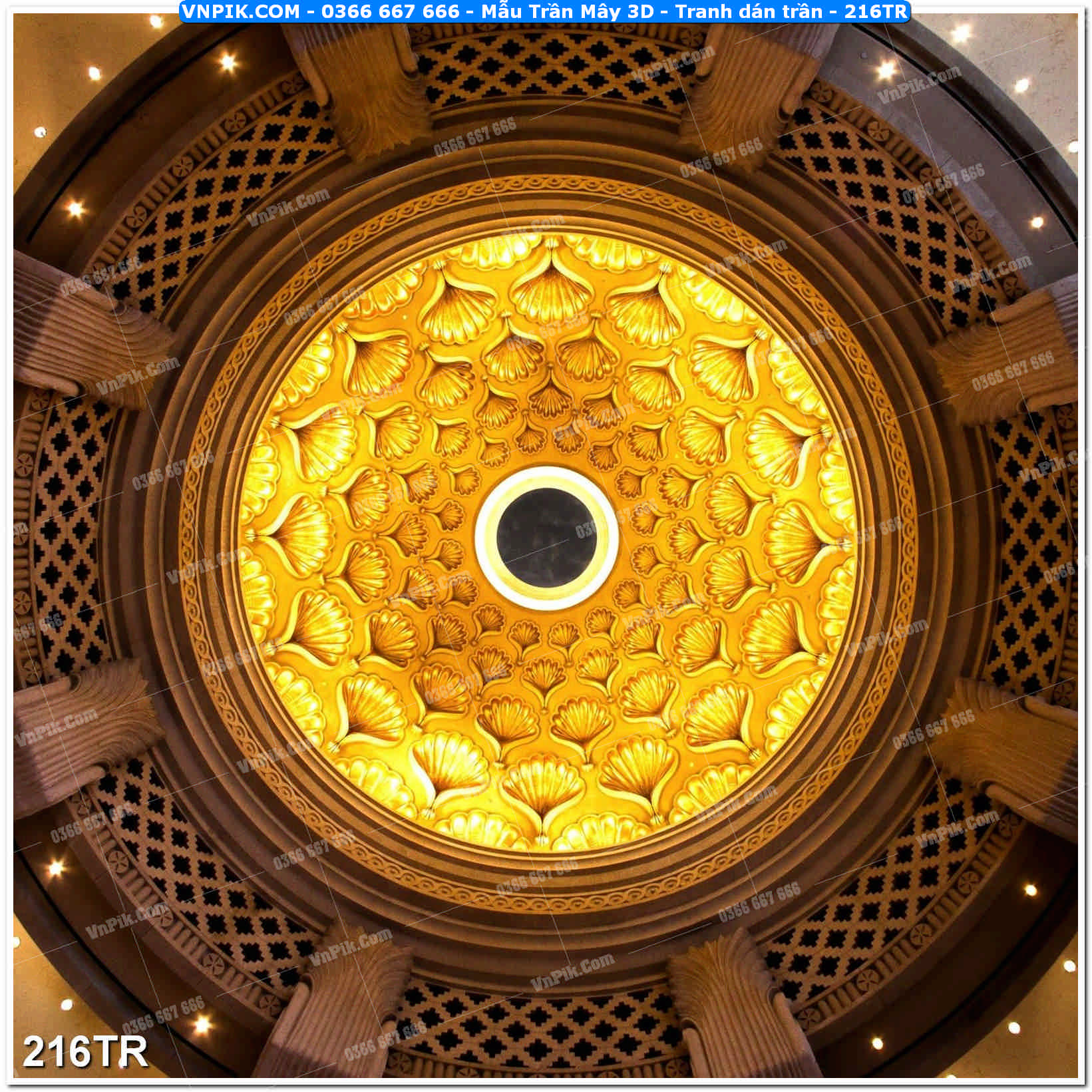 Mẫu Trần Mây 3D – Tranh dán trần 216TR