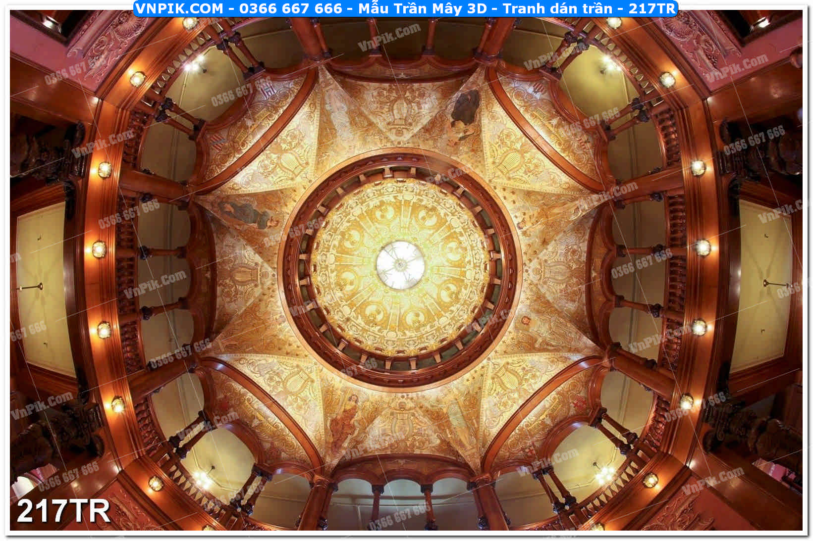 Mẫu Trần Mây 3D – Tranh dán trần 217TR