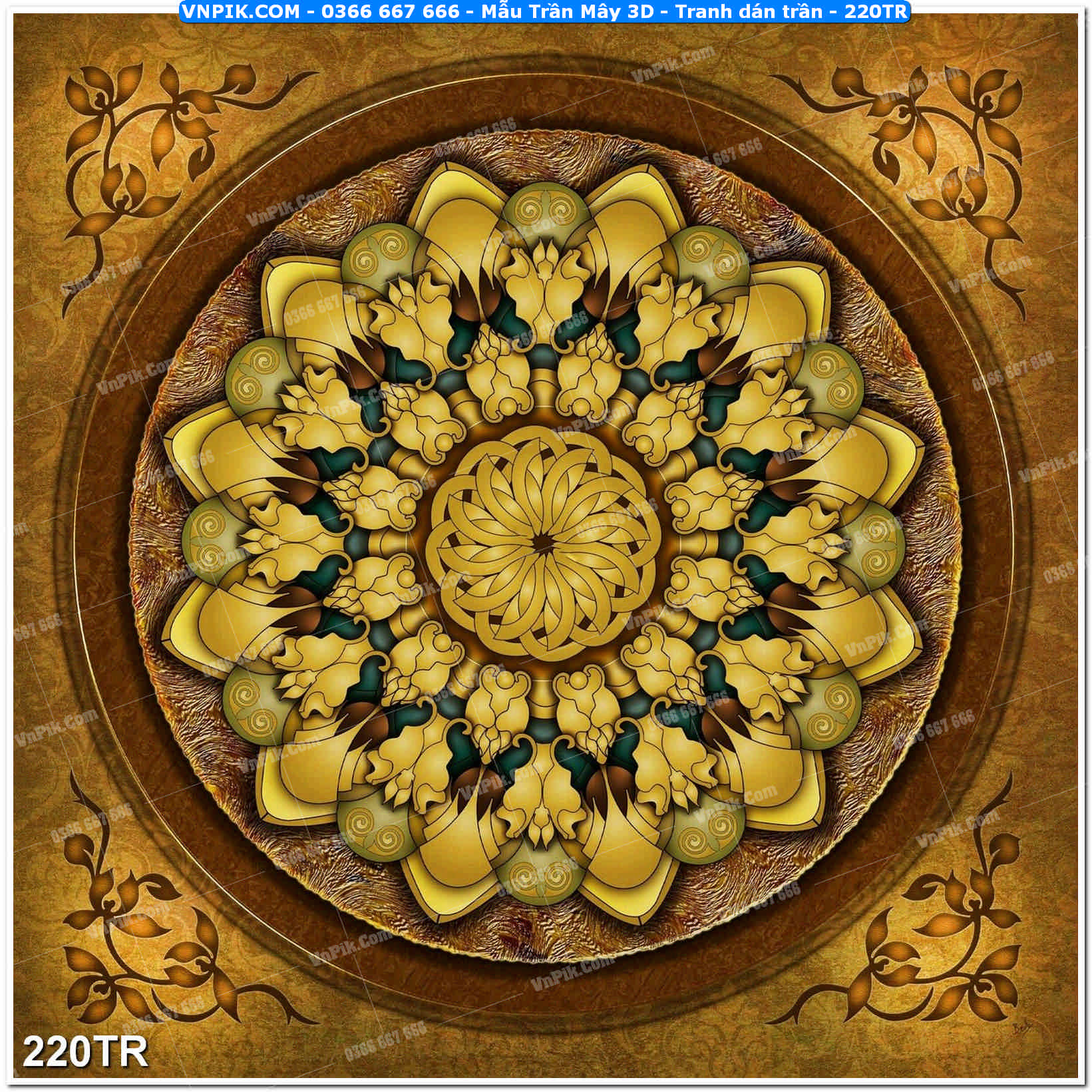 Mẫu Trần Mây 3D – Tranh dán trần 220TR
