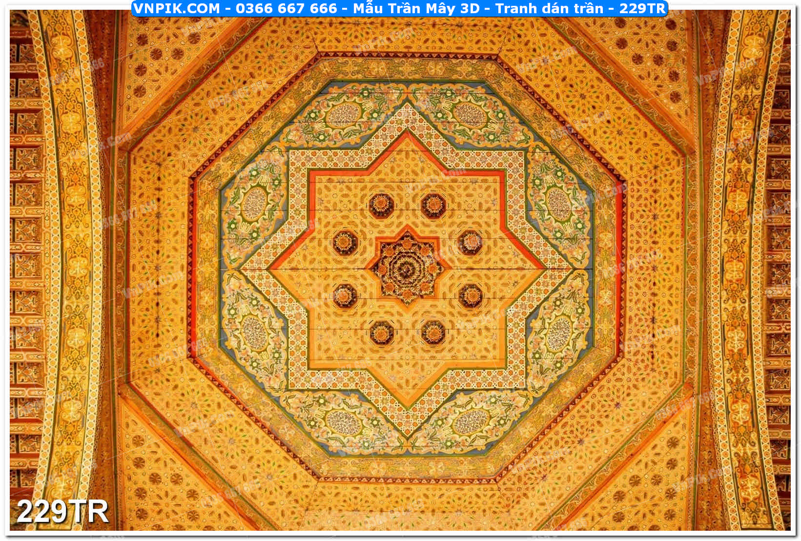 Mẫu Trần Mây 3D – Tranh dán trần 229TR