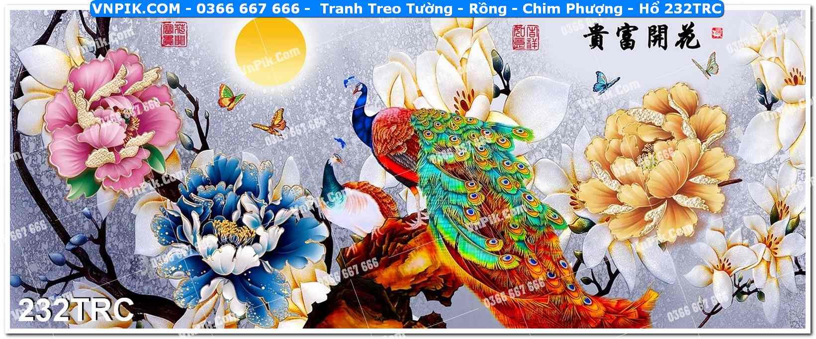 Tranh Treo Tường – Rồng – Chim Phượng – Hổ 232TRC