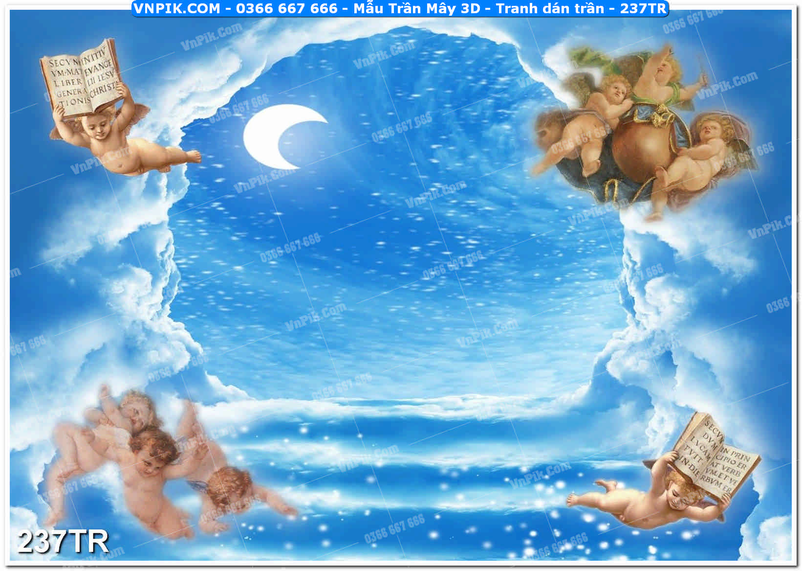Mẫu Trần Mây 3D – Tranh dán trần 237TR