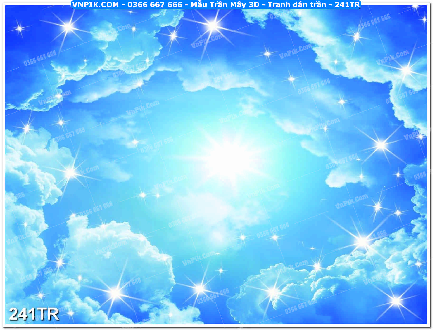 Mẫu Trần Mây 3D – Tranh dán trần 241TR