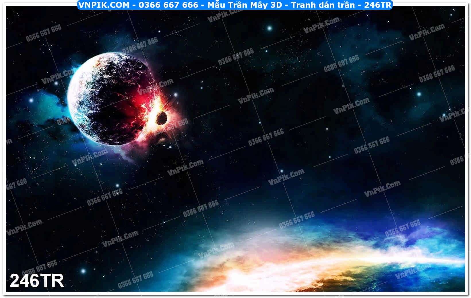 Mẫu Trần Mây 3D – Tranh dán trần 246TR