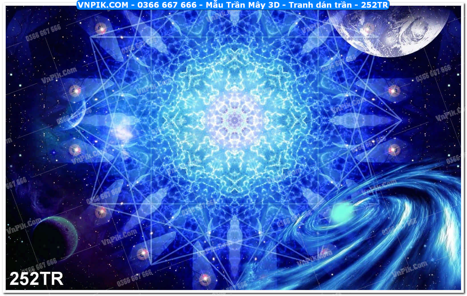 Mẫu Trần Mây 3D – Tranh dán trần 252TR