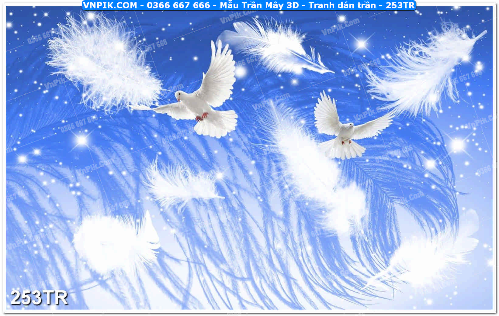 Mẫu Trần Mây 3D – Tranh dán trần 253TR