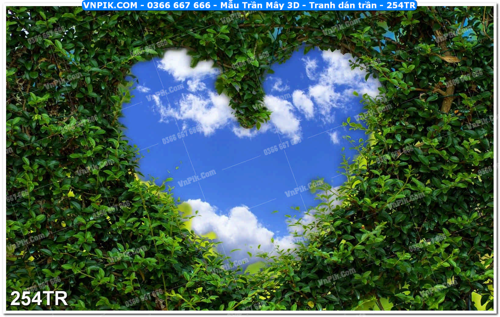 Mẫu Trần Mây 3D – Tranh dán trần 254TR