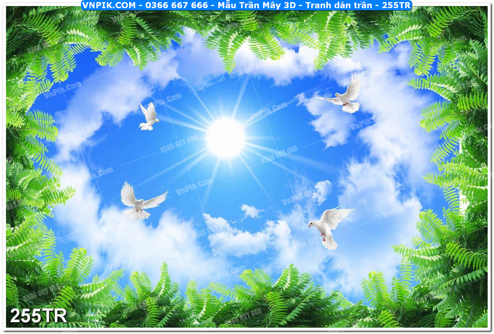 Mẫu Trần Mây 3D – Tranh dán trần 255TR