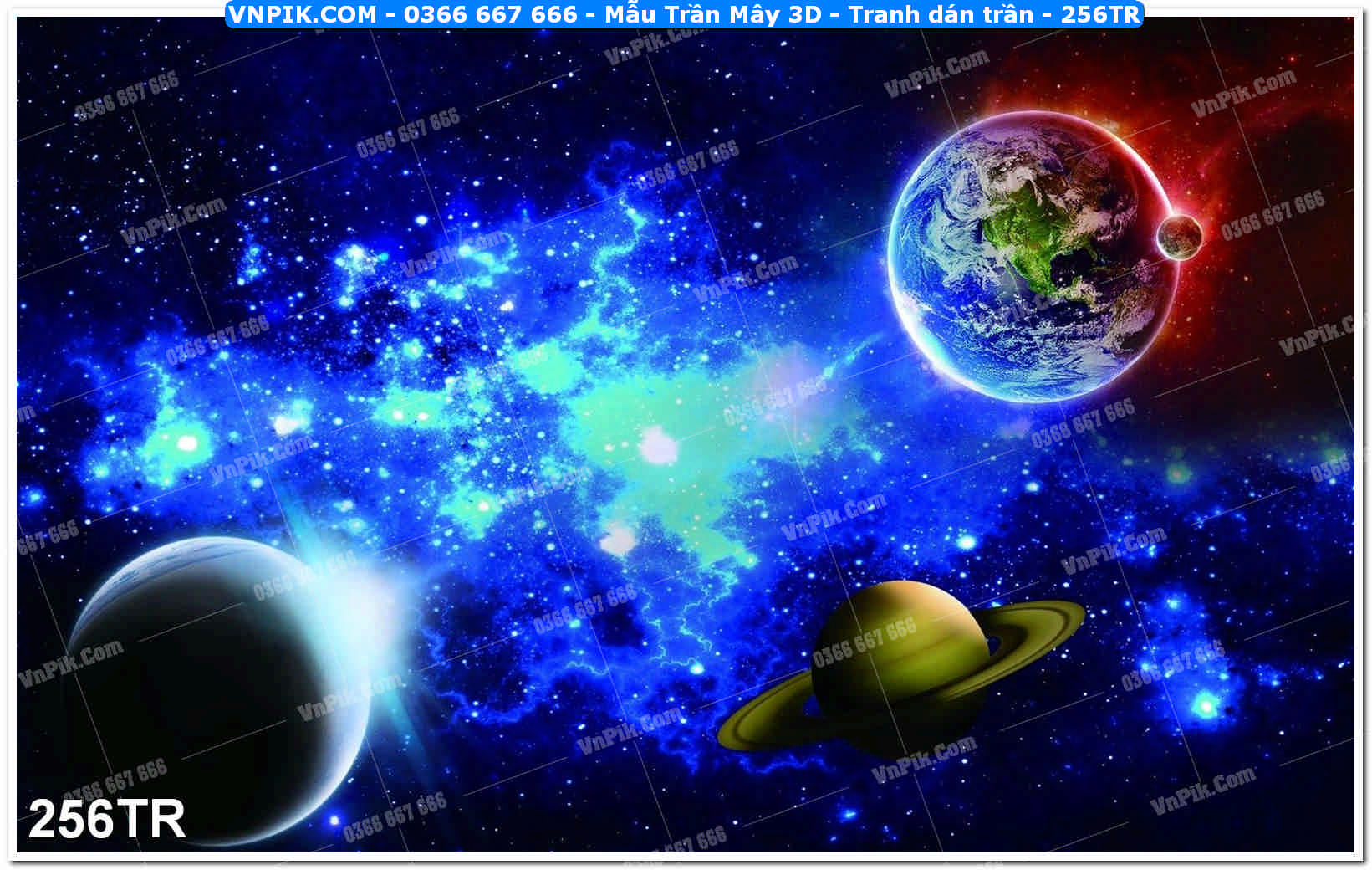 Mẫu Trần Mây 3D – Tranh dán trần 256TR