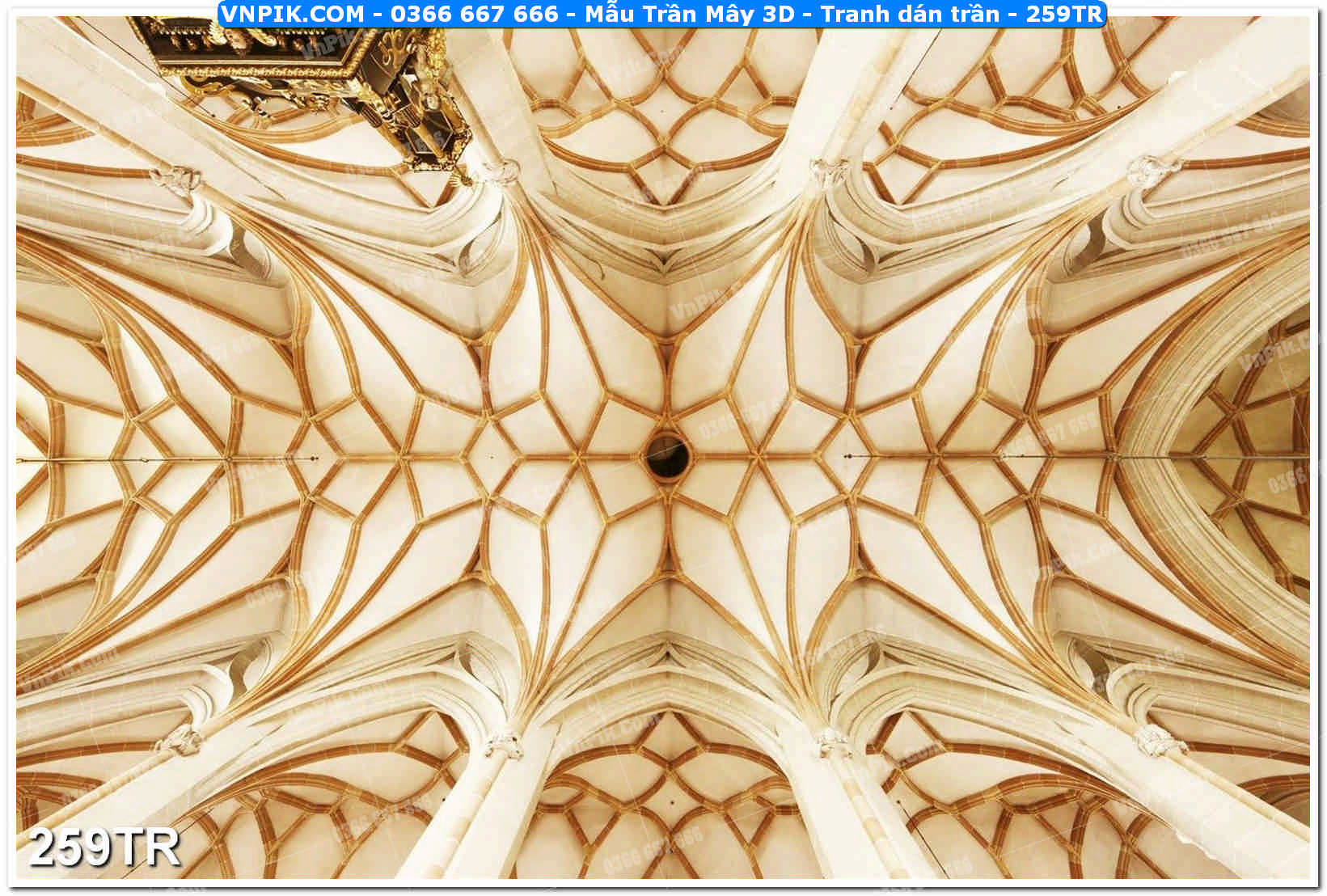 Mẫu Trần Mây 3D – Tranh dán trần 259TR