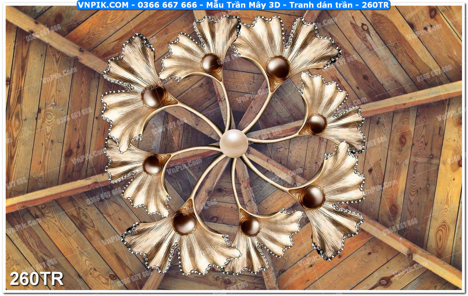 Mẫu Trần Mây 3D – Tranh dán trần 260TR
