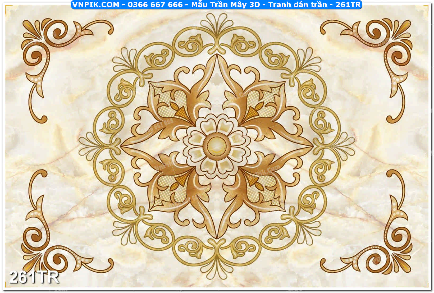 Mẫu Trần Mây 3D – Tranh dán trần 261TR