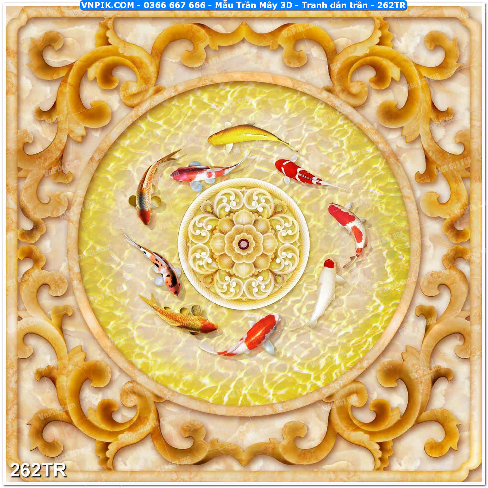 Mẫu Trần Mây 3D – Tranh dán trần 262TR