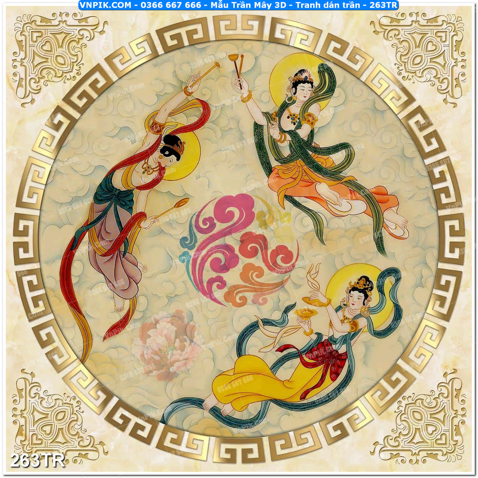 Mẫu Trần Mây 3D – Tranh dán trần 263TR