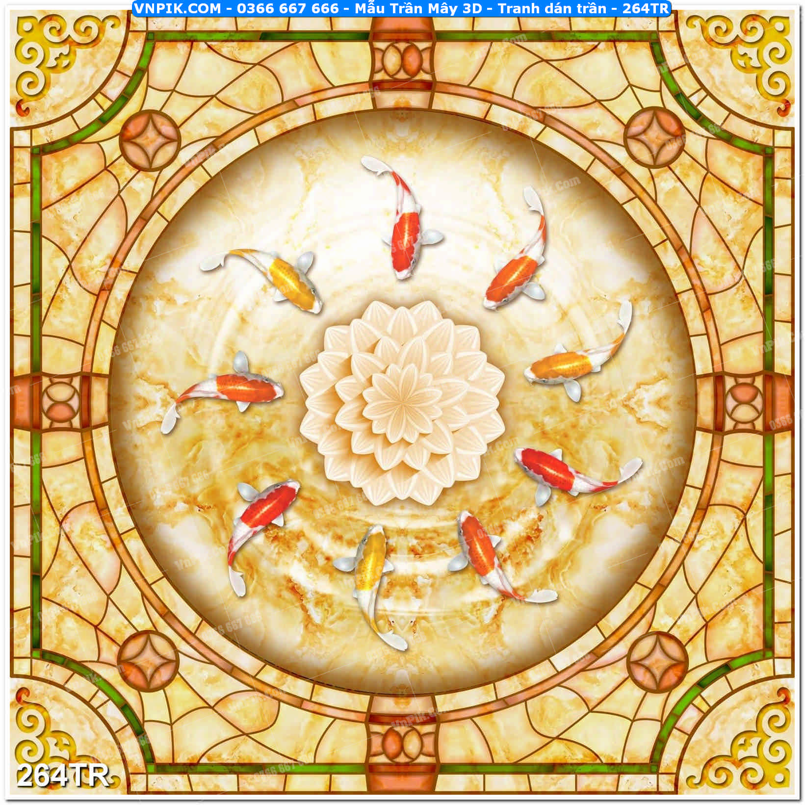 Mẫu Trần Mây 3D – Tranh dán trần 264TR