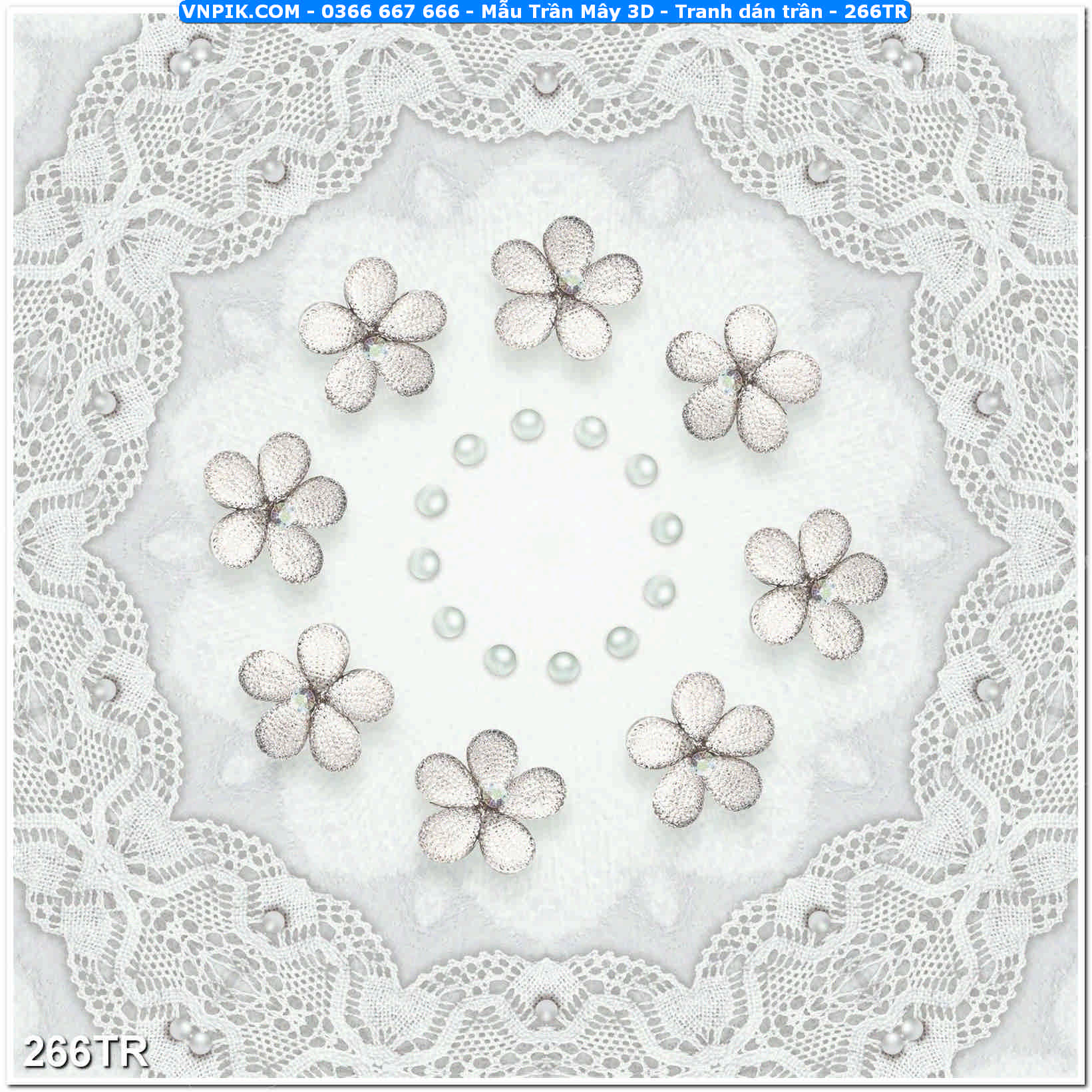 Mẫu Trần Mây 3D – Tranh dán trần 266TR
