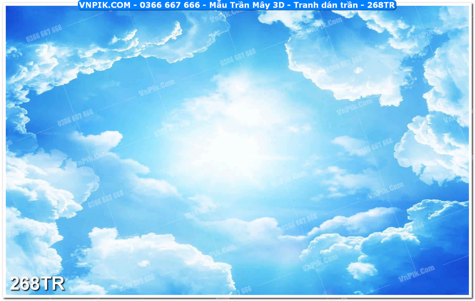 Mẫu Trần Mây 3D – Tranh dán trần 268TR