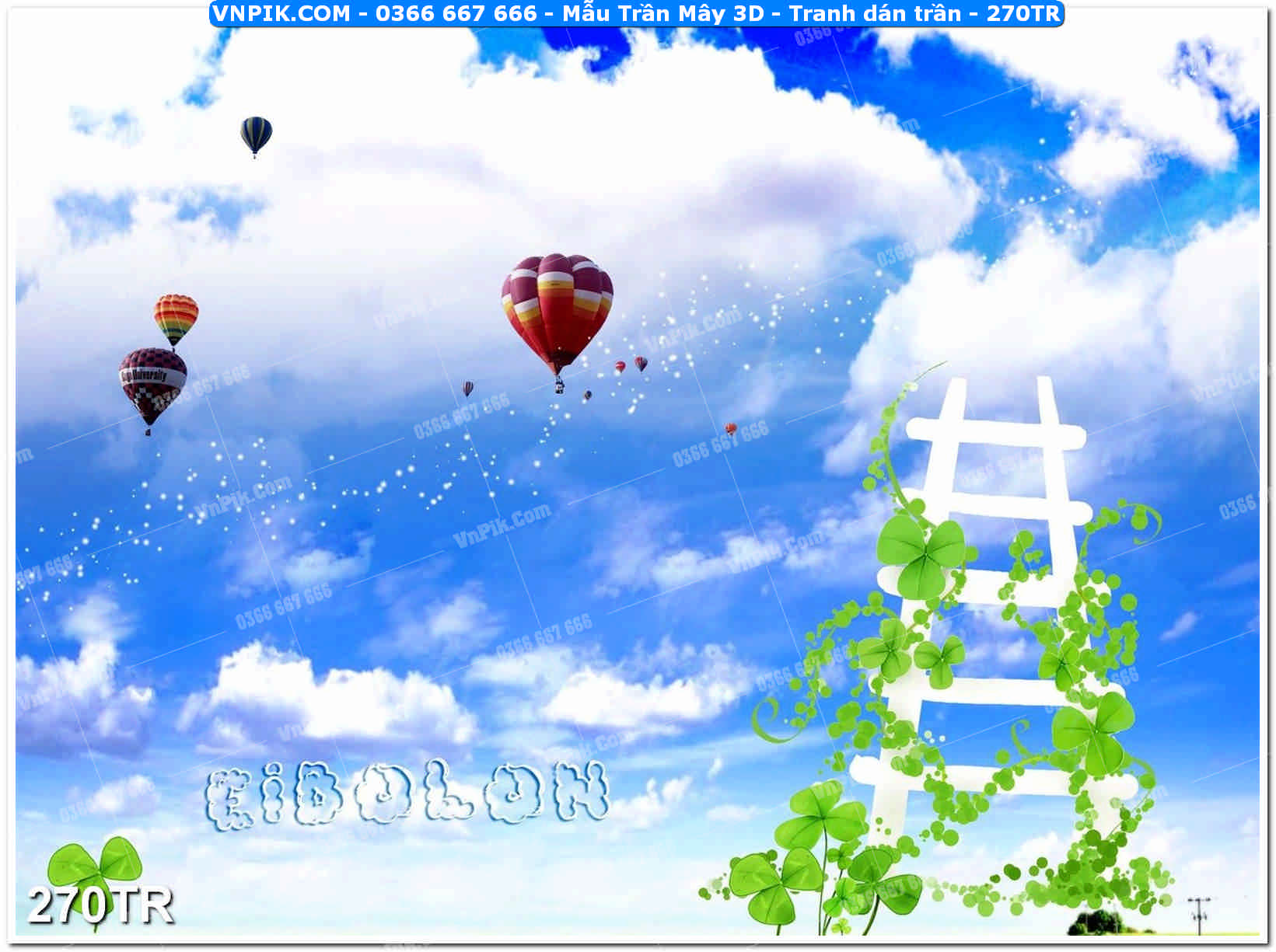 Mẫu Trần Mây 3D – Tranh dán trần 270TR
