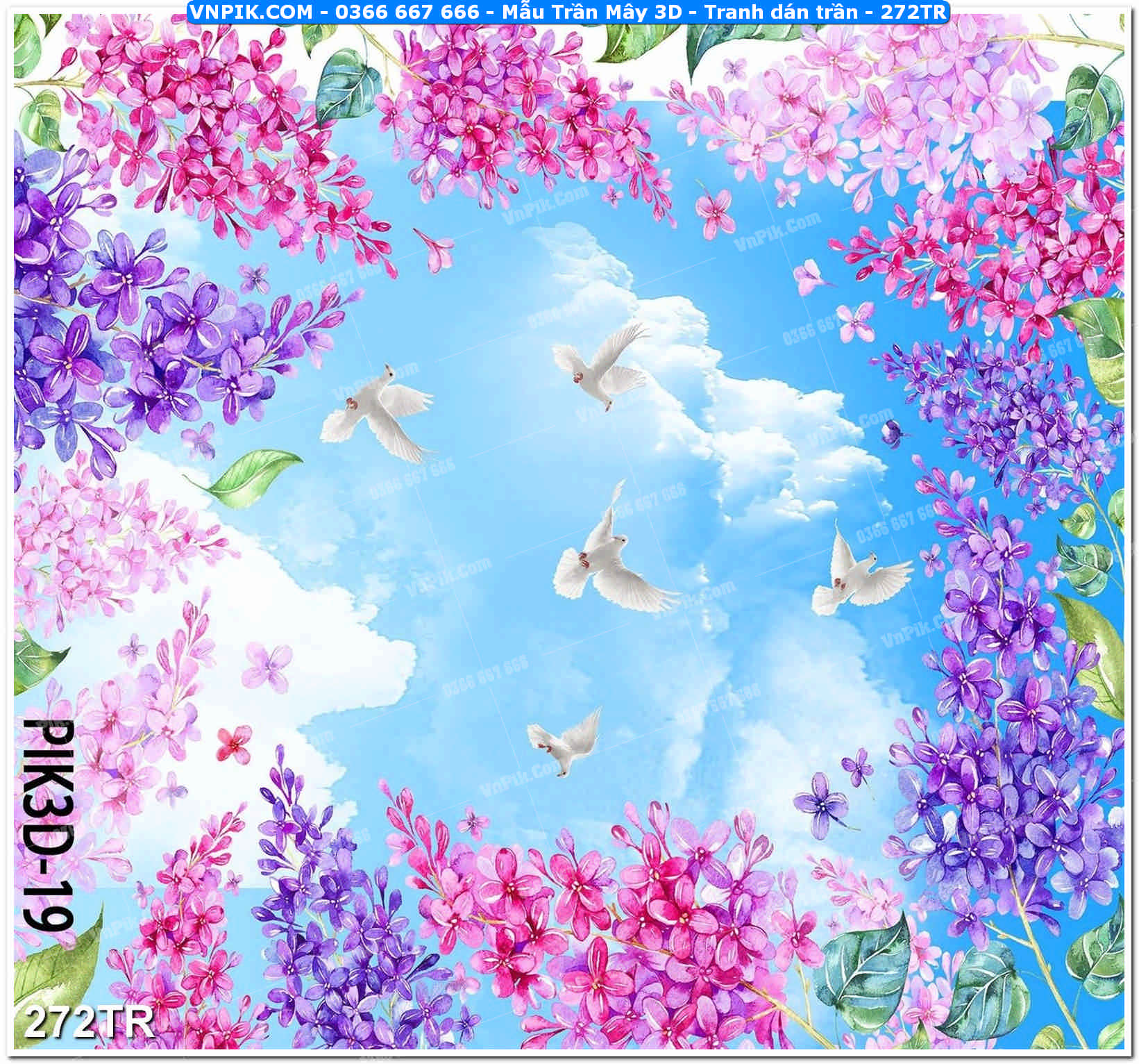 Mẫu Trần Mây 3D – Tranh dán trần 272TR