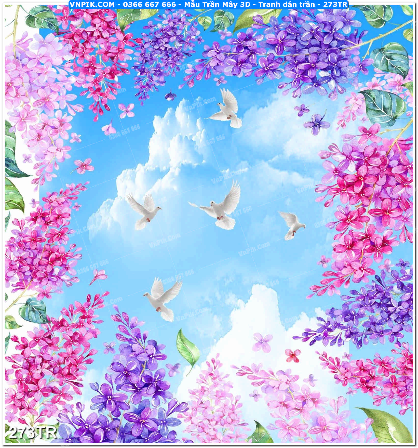 Mẫu Trần Mây 3D – Tranh dán trần 273TR