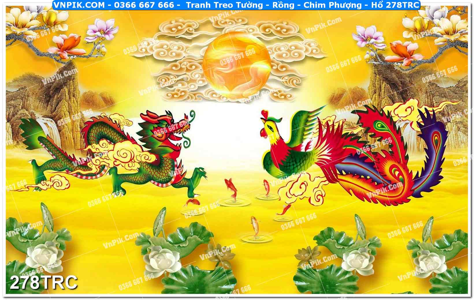 Tranh Treo Tường – Rồng – Chim Phượng – Hổ 278TRC