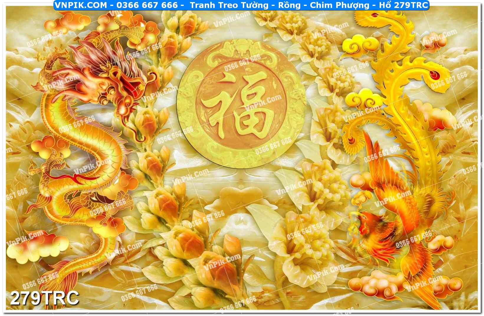 Tranh Treo Tường – Rồng – Chim Phượng – Hổ 279TRC