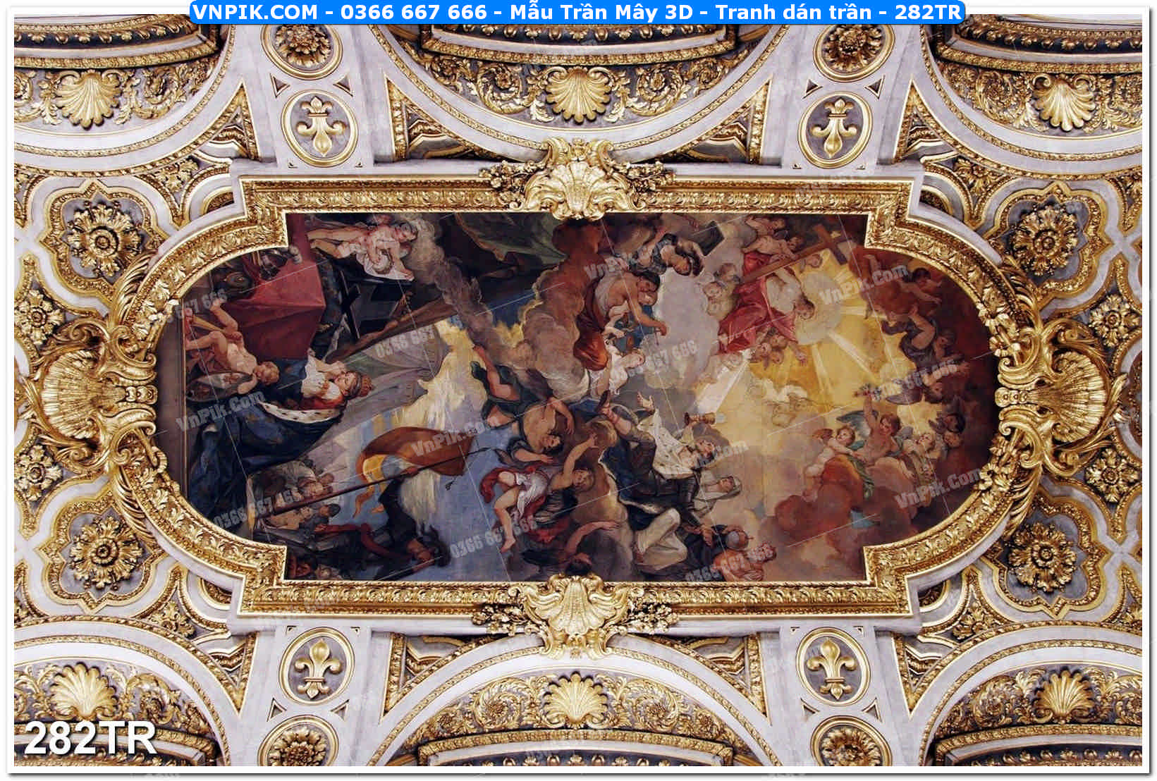 Mẫu Trần Mây 3D – Tranh dán trần 282TR