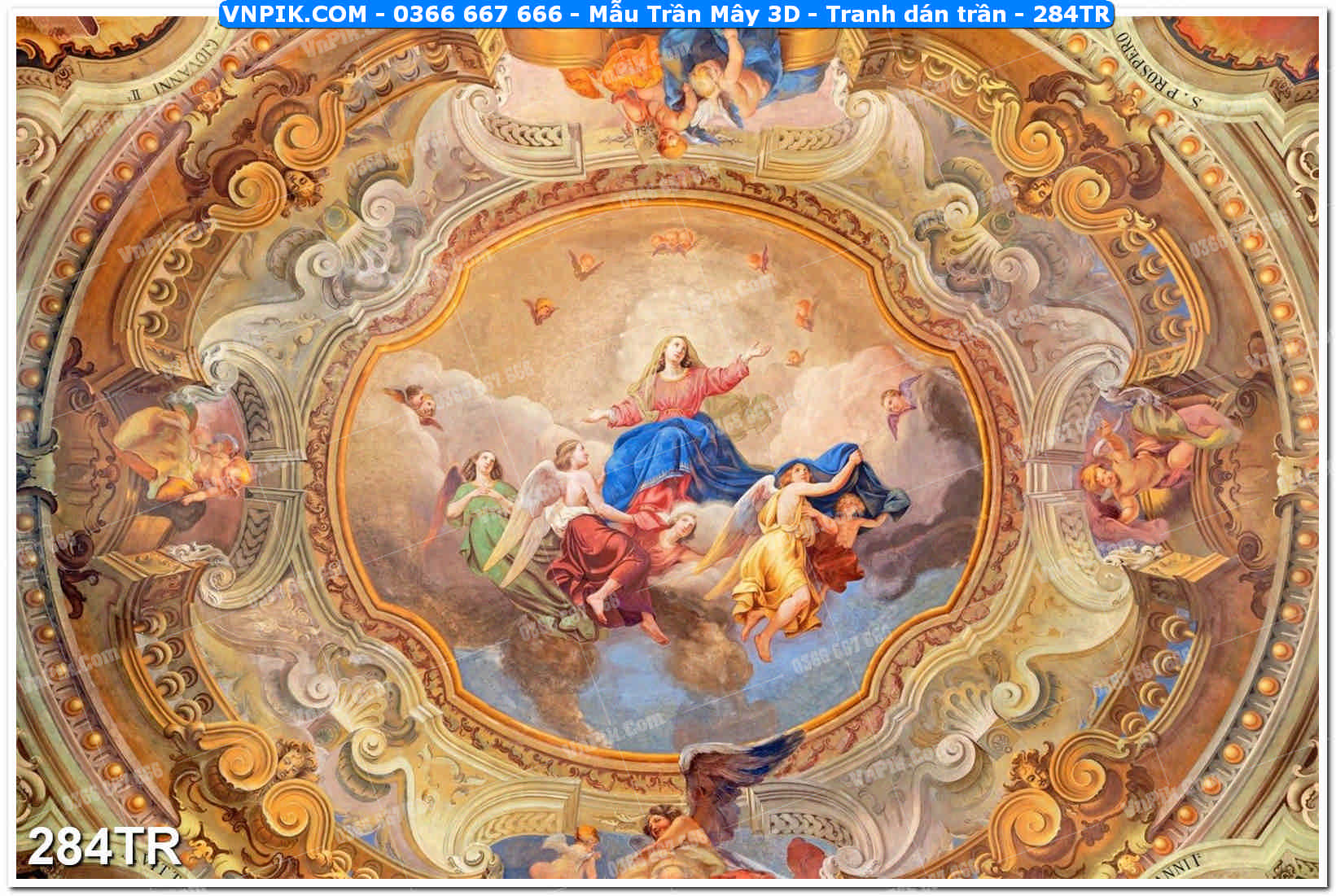 Mẫu Trần Mây 3D – Tranh dán trần 284TR