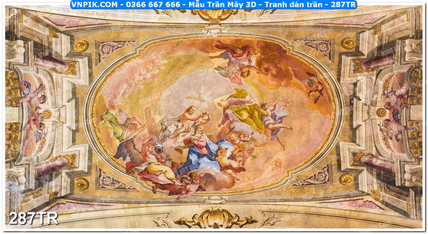 Mẫu Trần Mây 3D – Tranh dán trần 287TR