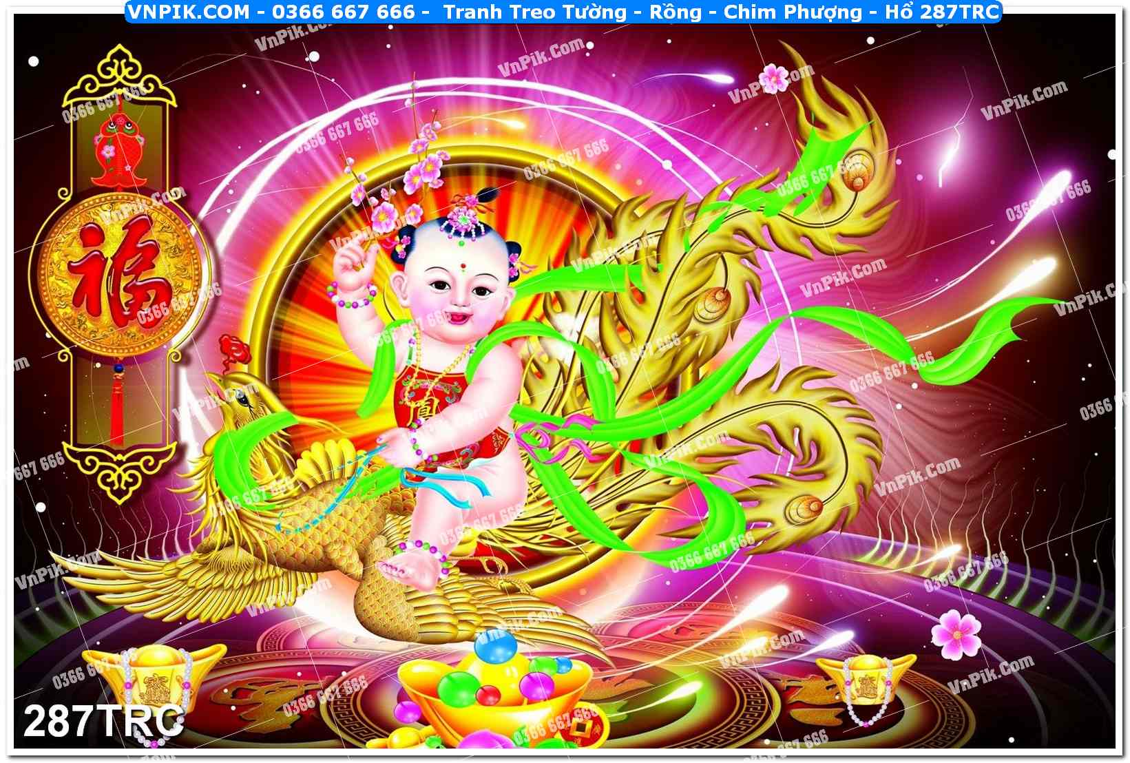 Tranh Treo Tường – Rồng – Chim Phượng – Hổ 287TRC