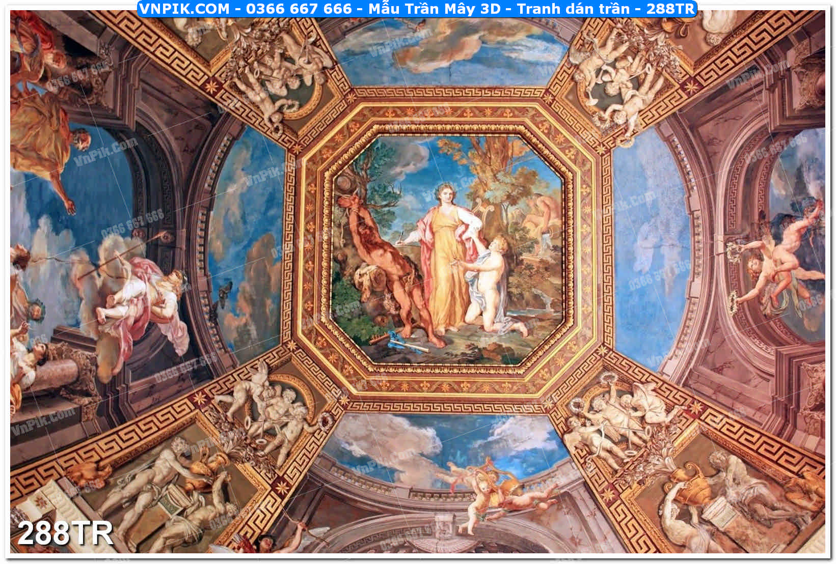 Mẫu Trần Mây 3D – Tranh dán trần 288TR