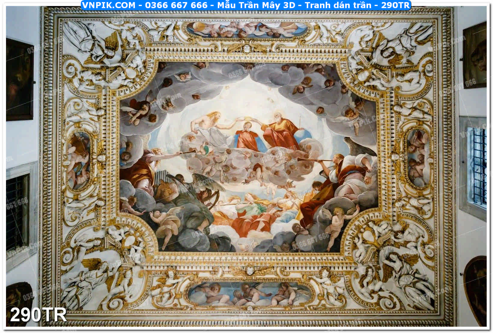 Mẫu Trần Mây 3D – Tranh dán trần 290TR