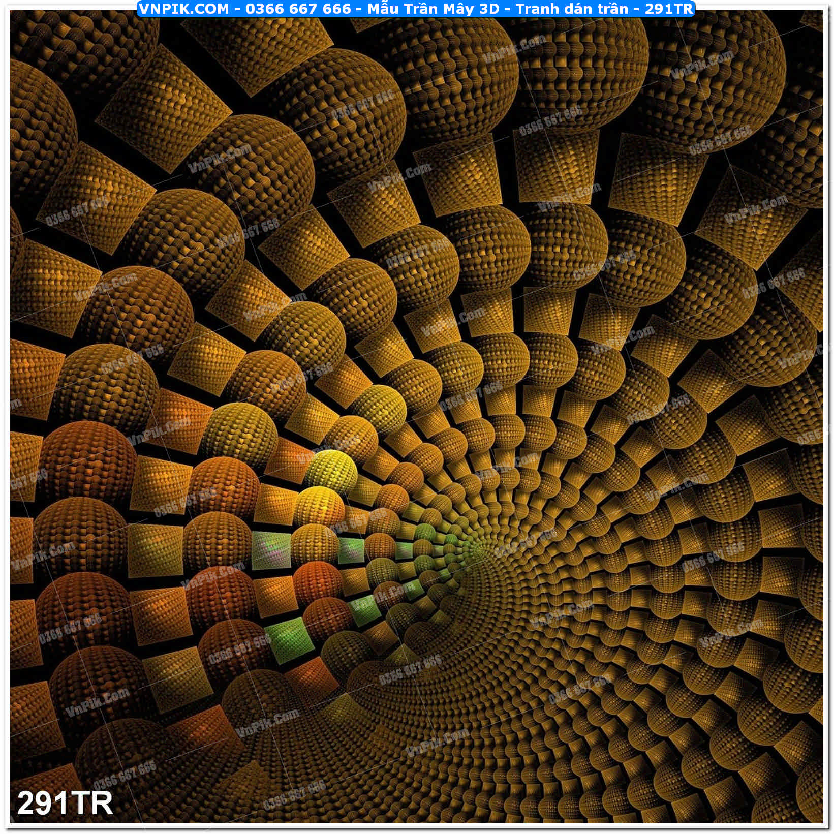 Mẫu Trần Mây 3D – Tranh dán trần 291TR