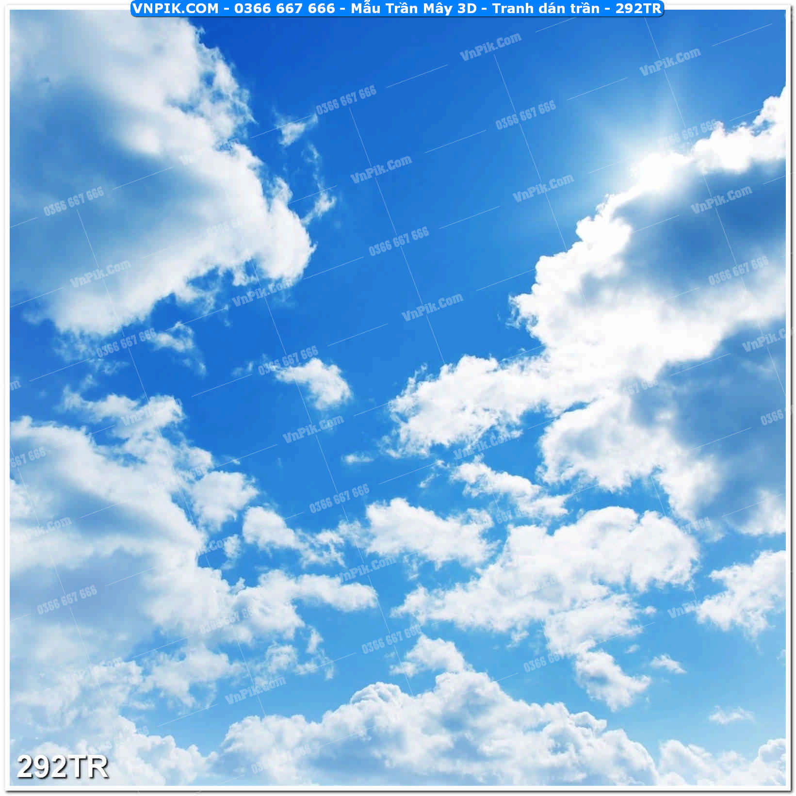 Mẫu Trần Mây 3D – Tranh dán trần 292TR