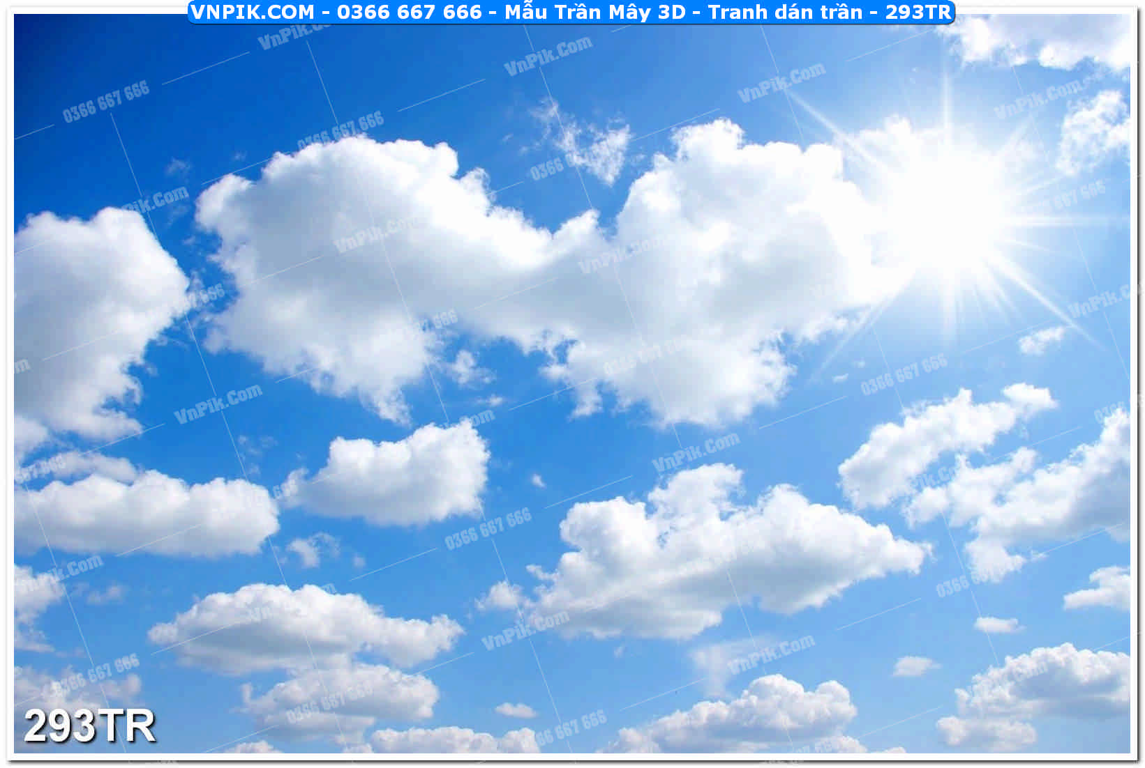 Mẫu Trần Mây 3D – Tranh dán trần 293TR