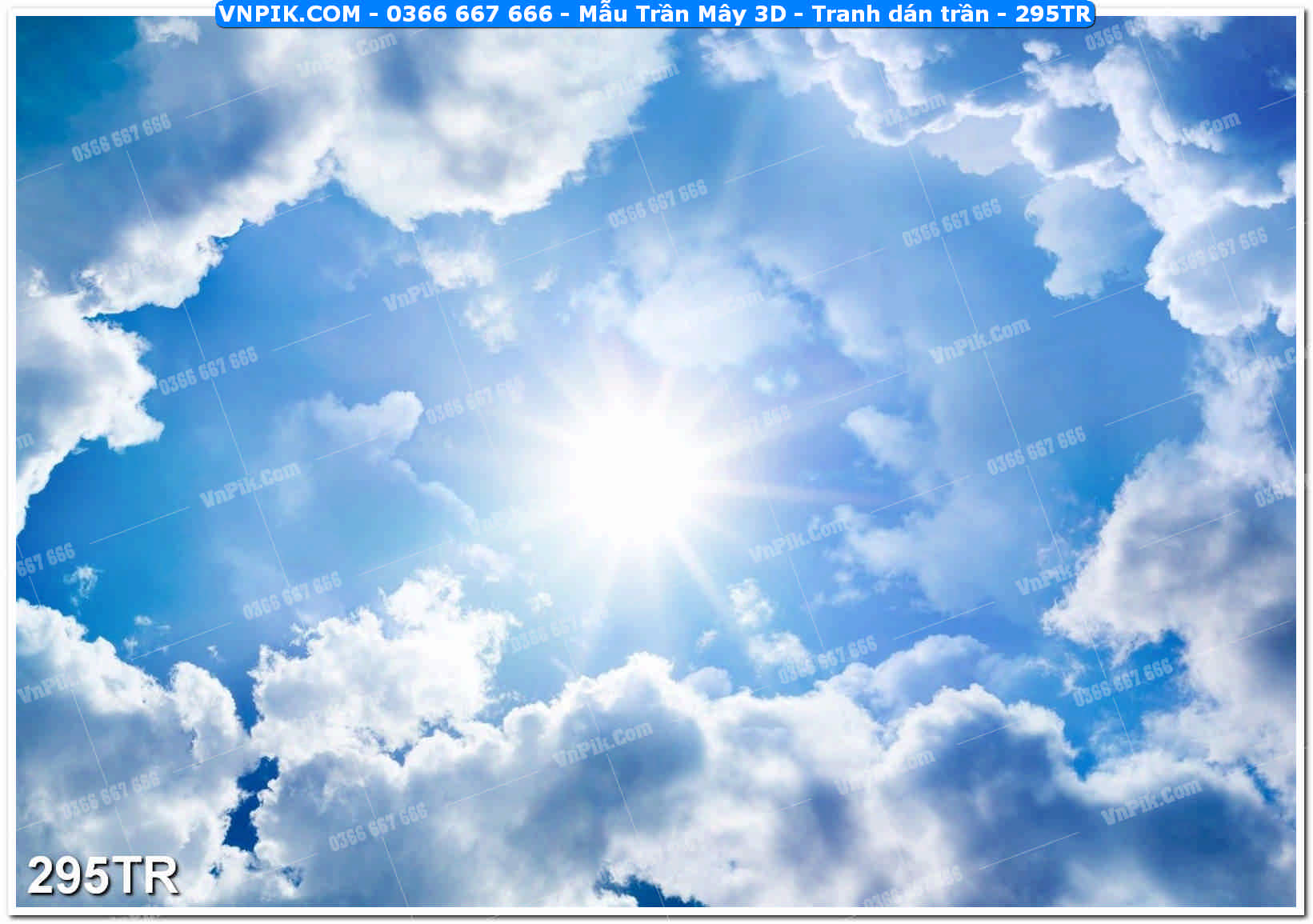 Mẫu Trần Mây 3D – Tranh dán trần 295TR