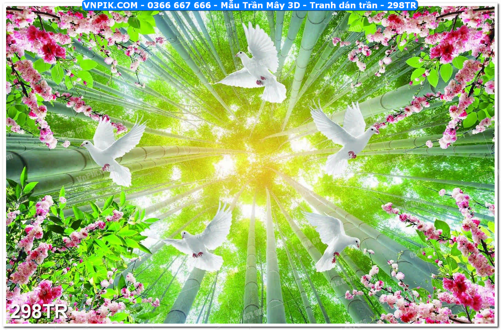Mẫu Trần Mây 3D – Tranh dán trần 298TR