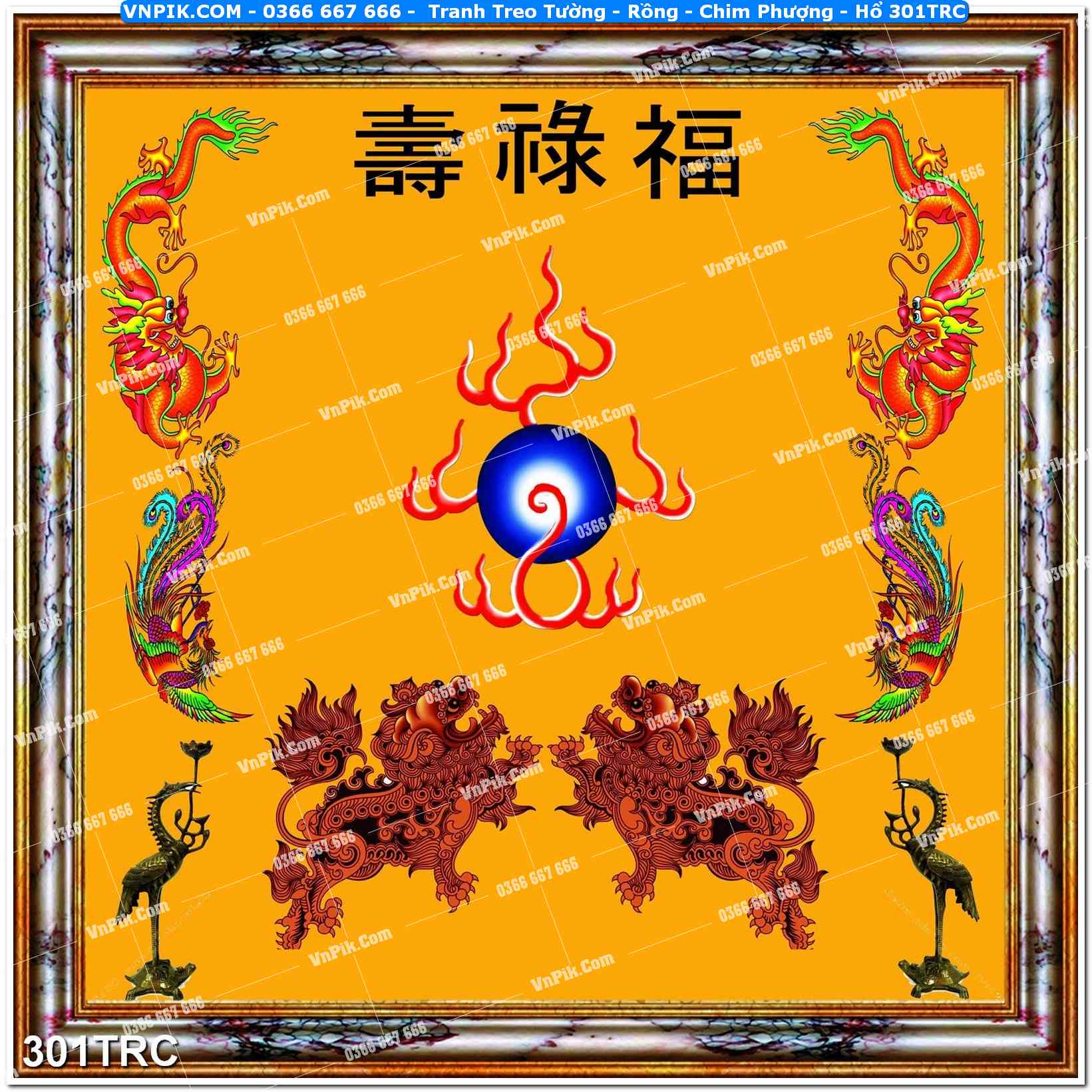 Tranh Treo Tường – Rồng – Chim Phượng – Hổ 301TRC