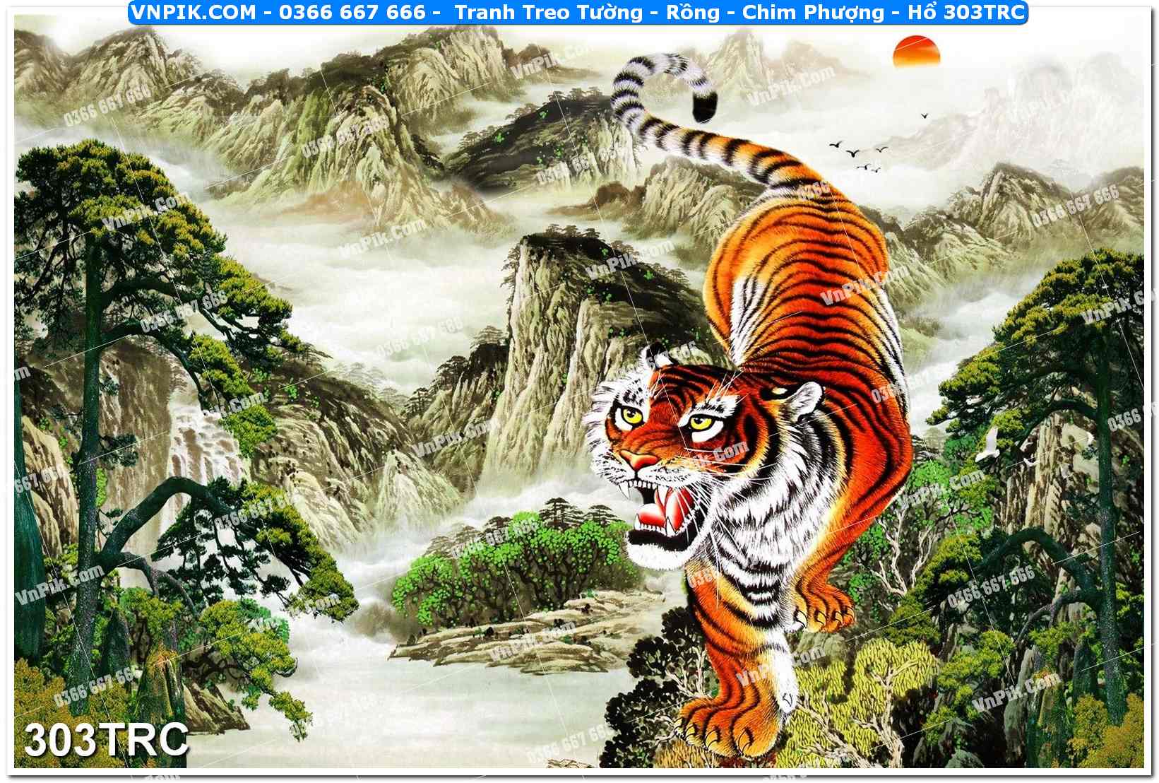 Tranh Treo Tường – Rồng – Chim Phượng – Hổ 303TRC