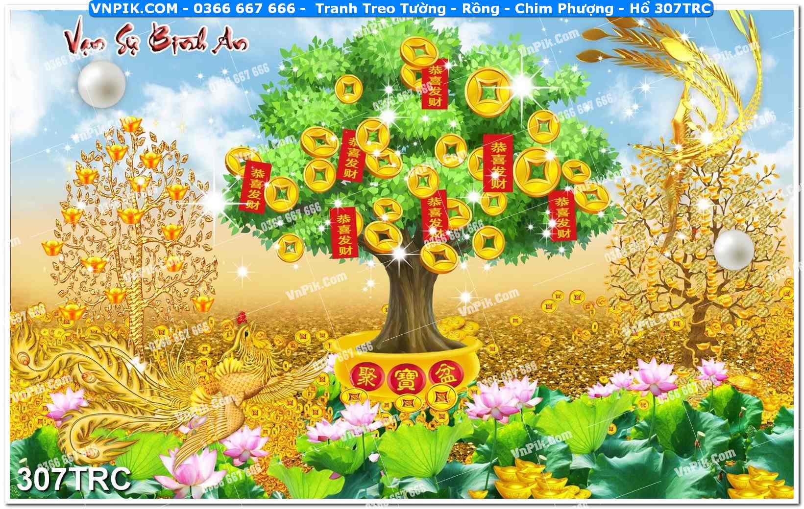 Tranh Treo Tường – Rồng – Chim Phượng – Hổ 307TRC